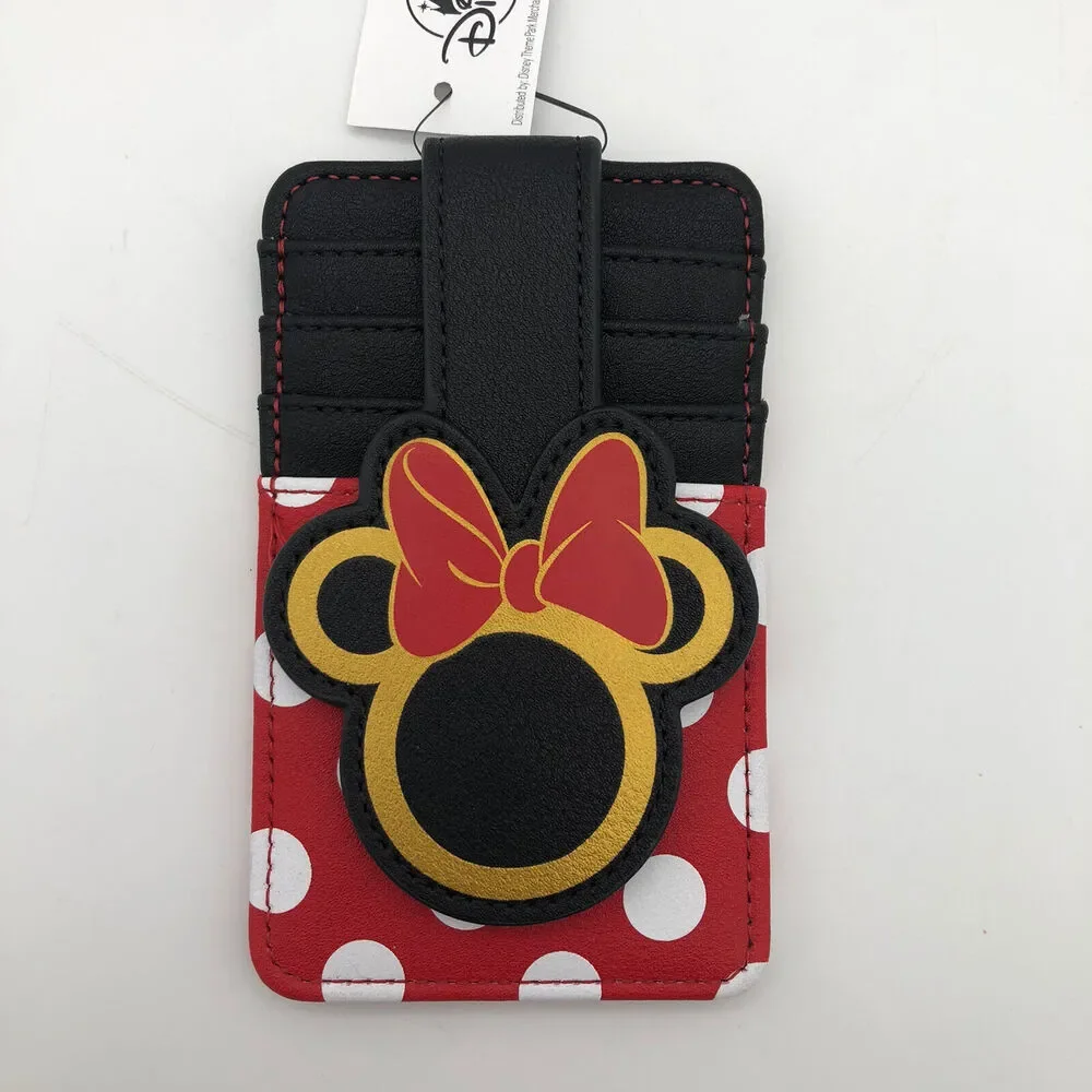 Disney Parks Wallet Minnie Mouse Slim ID Cardholder Gold Silhouette Dots & Bow